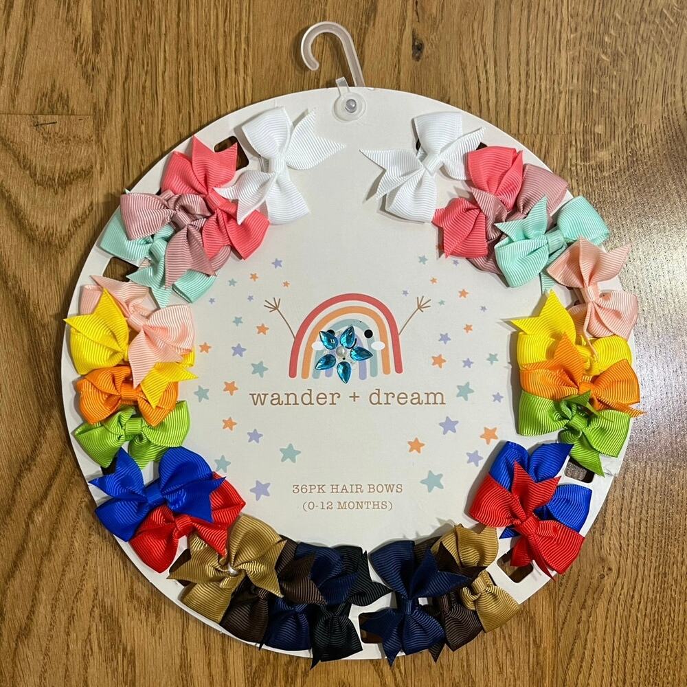Wander + Dream Baby Hair Bows 13 Pairs Age 0-12 Months Multi Color Non Slip Clip